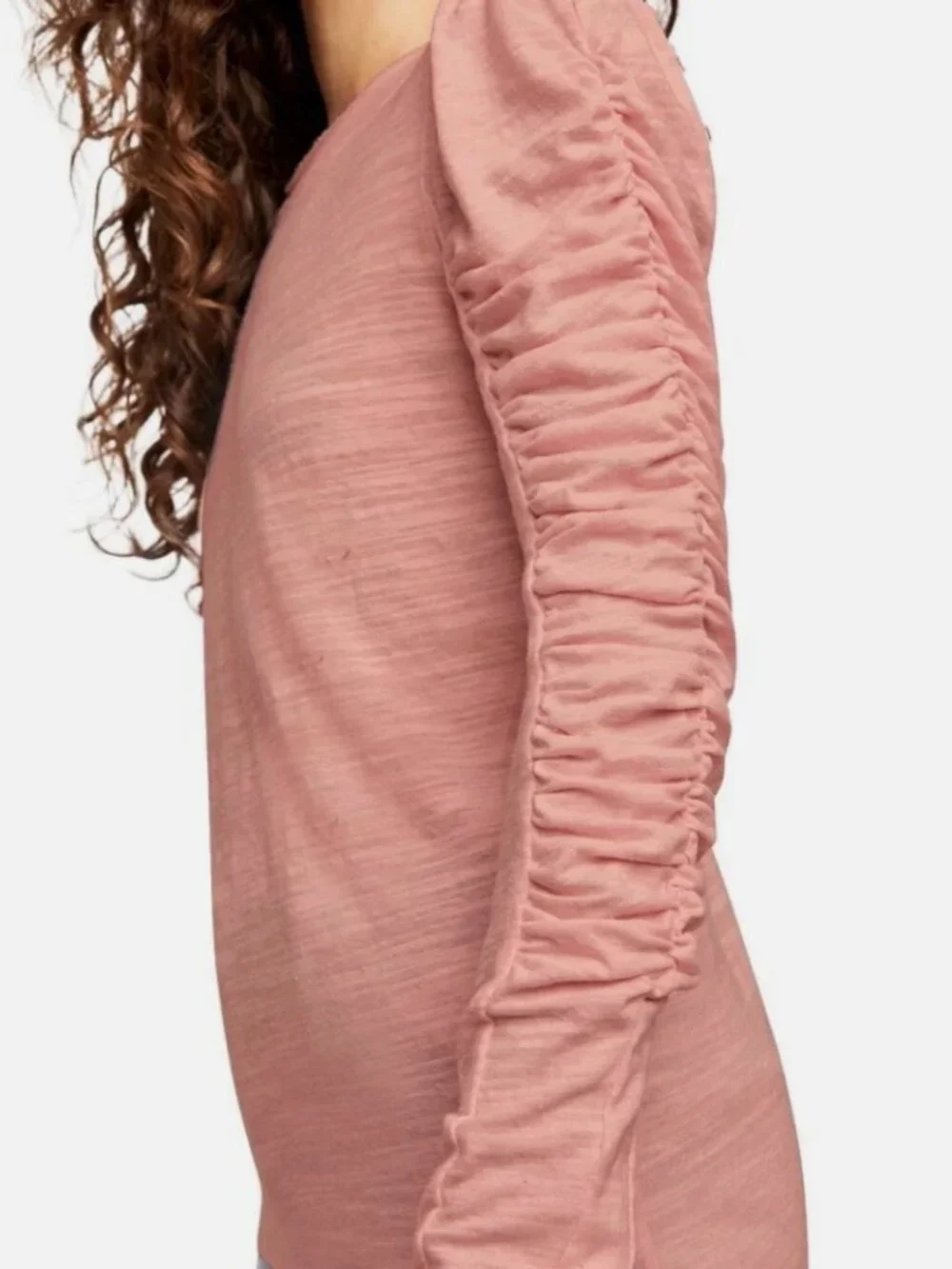 Free People We The Free Natasha Ruched Slub Tee Blush Pink Top S